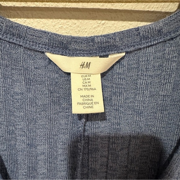 Blue Ribbed Midi Dress in Blue Marl Size M Coastal Layer Comfy - Picture 3 of 6